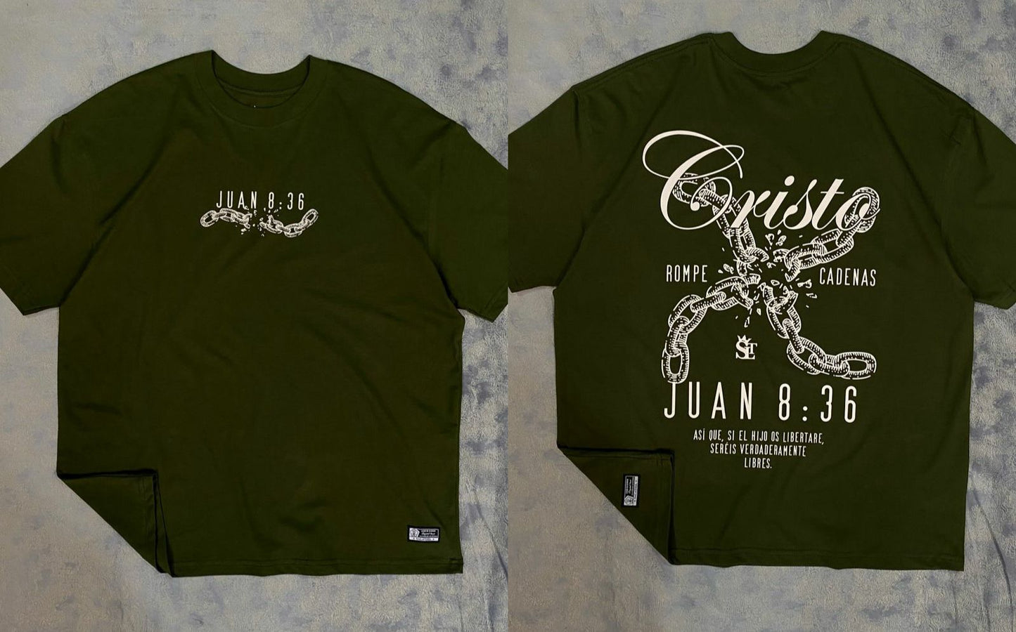 Tshit Oversize / Cristo Rompe Cadenas - Verde Olivo